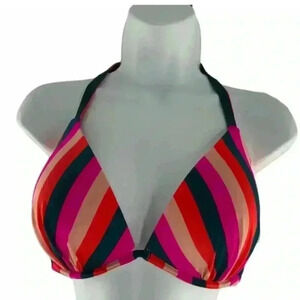 Shade & Shore Bikini Top Multicolor Striped Colorful Swimwear Bro Size 34DD